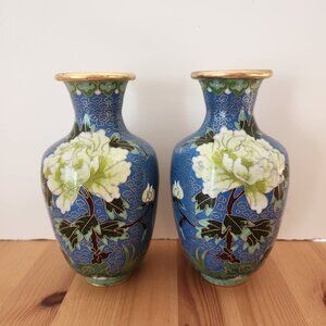 Vintage Pair of Cloisonne Vases